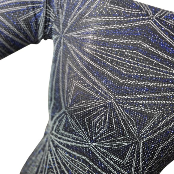 IRIS Black Shimmer Iridescent Mini Bodycon Club Dress sz M - Picture 6 of 11